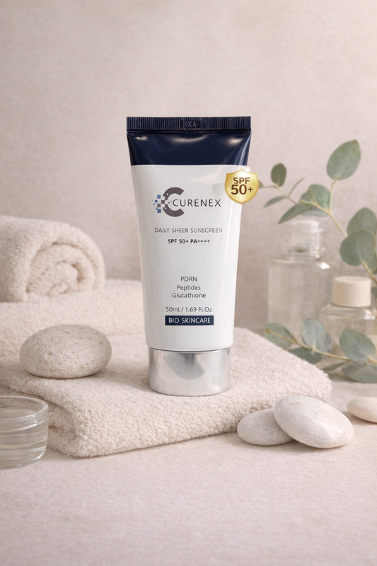 Crème Solaire Visage SPF 50+ Curenex – Protection Anti-Âge & Éclat (PDRN, Peptides, Glutathion)
