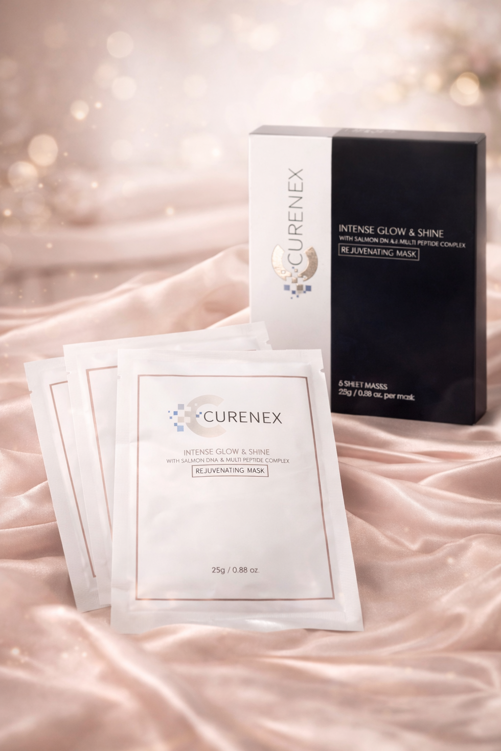 Masque Visage Régénérant CURENEX – Glow & Hydratation Intense 5pcs